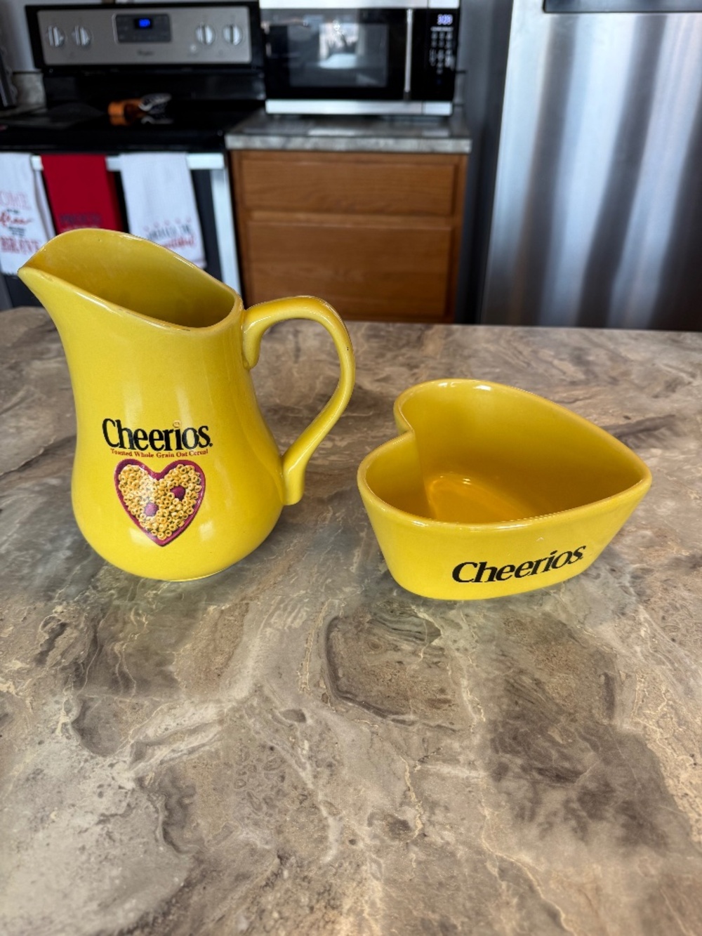 Vintage 2003 General Mills Cheerios collectible picture and heart shaped bowl